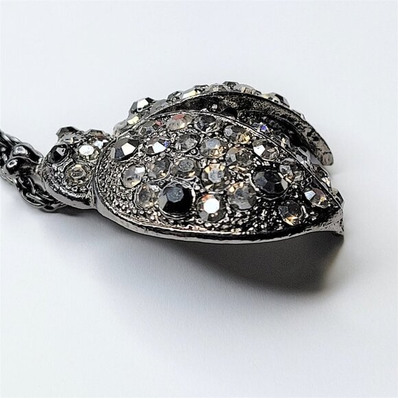 Hematite Beetle Bug Pendant, Insect Pendant Statement Necklace - Picture 7 of 9